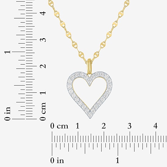 Heart (G-H / Si2-I1) Womens 1/10 CT. T.W. Lab Grown White Diamond 14K Gold Over Silver Heart 18 Inch Pendant Necklace