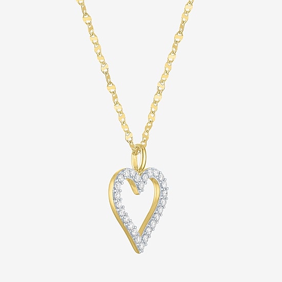 Heart (G-H / Si2-I1) Womens 1/10 CT. T.W. Lab Grown White Diamond 14K Gold Over Silver Heart 18 Inch Pendant Necklace