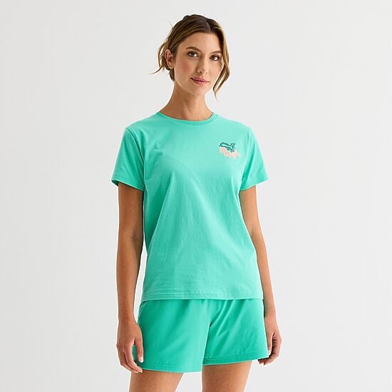 PUMA Womens Crew Neck Short Sleeve Relaxed Fit Graphic T-Shirt