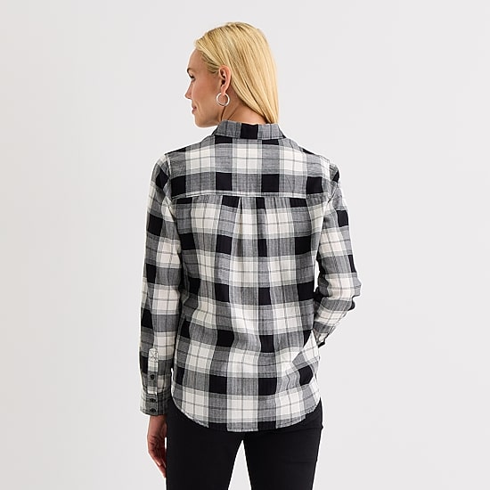 St. John's Bay Womens Cuffed Long Sleeve Relaxed Fit Button-Down Shirt