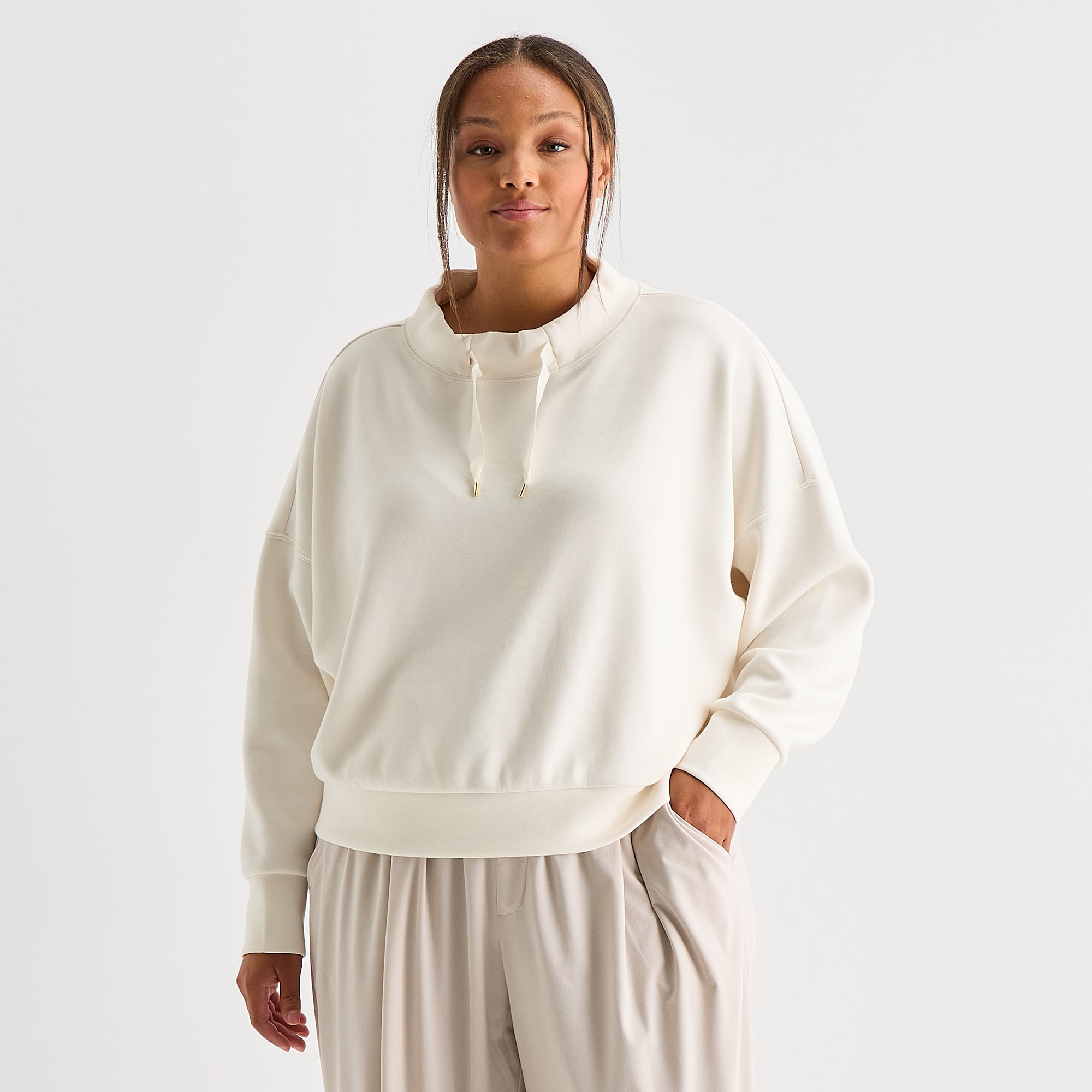 Stylus Womens Plus Funnel Neck Long Sleeve Sweatshirt