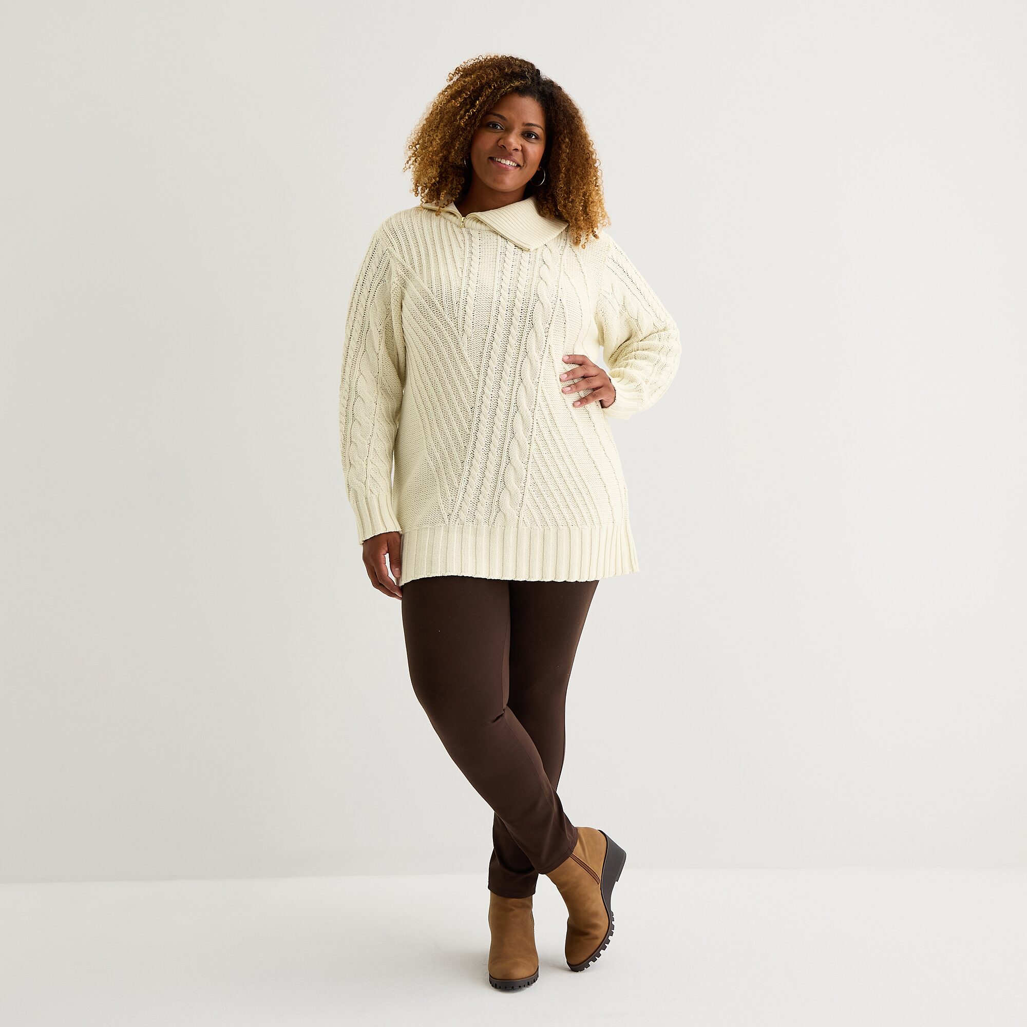St. John's Bay Plus Womens Turtleneck Long Sleeve Pullover Sweater