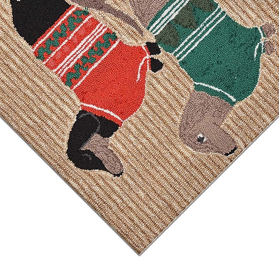 Liora Manne Frontporch Holiday Hounds Holiday Hand Tufted Indoor Outdoor Rectangular Accent Rug