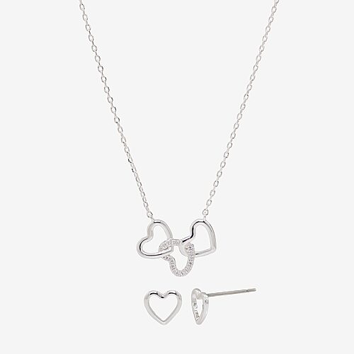 Sparkle Allure Womens Cubic Zirconia Pure Silver Over Brass Heart 2-pc. Jewelry Set, One Size