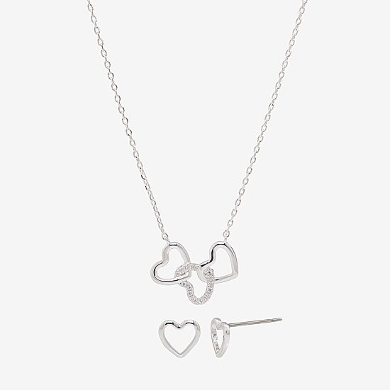 Sparkle Allure Womens Cubic Zirconia Pure Silver Over Brass Heart 2-pc. Jewelry Set
