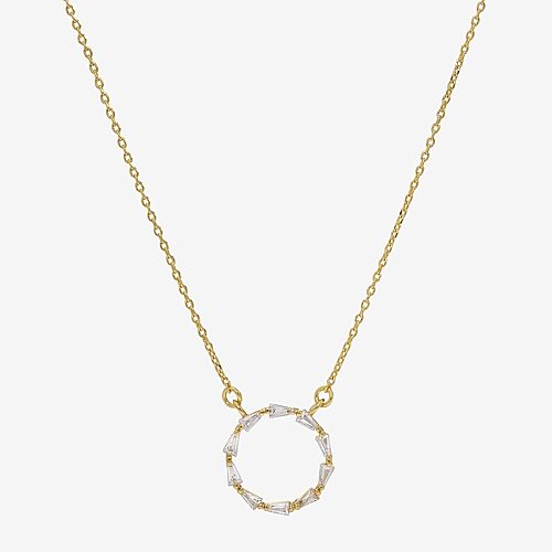 Sparkle Allure Womens Cubic Zirconia 14K Gold Over Brass Round 16 Inch Pendant Necklace, One Size
