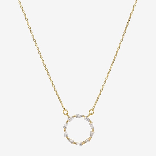 Sparkle Allure Womens Cubic Zirconia 14K Gold Over Brass Round 16 Inch Pendant Necklace