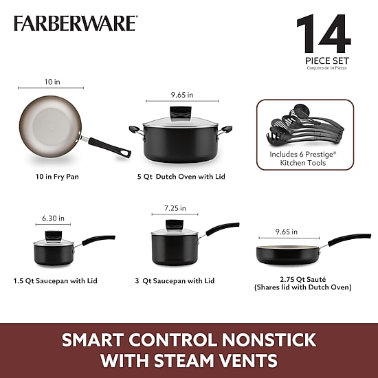 Farberware Smart Control 14-pc. Non-Stick Cookware Set