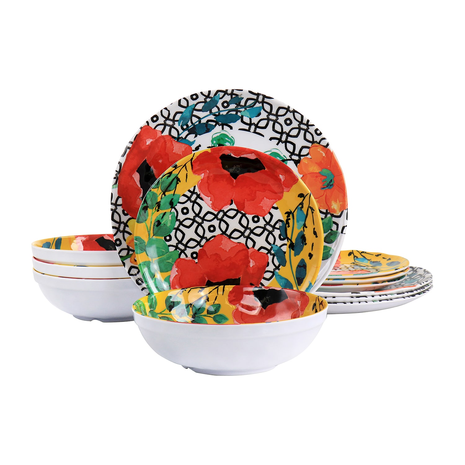 Elama Grace 12-pc. Melamine Dinnerware Set