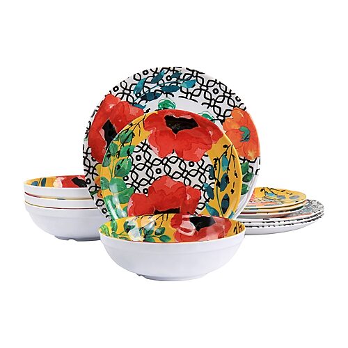 Elama Grace 12-pc. Melamine Dinnerware Set, One Size, Multiple Colors