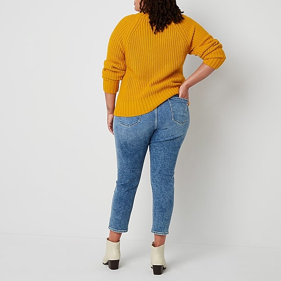 a.n.a Womens Plus High Rise Straight Leg Jean