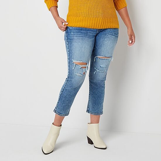 a.n.a Womens Plus High Rise Straight Leg Jean