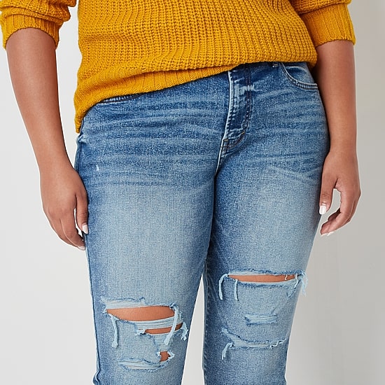 a.n.a Womens Plus High Rise Straight Leg Jean