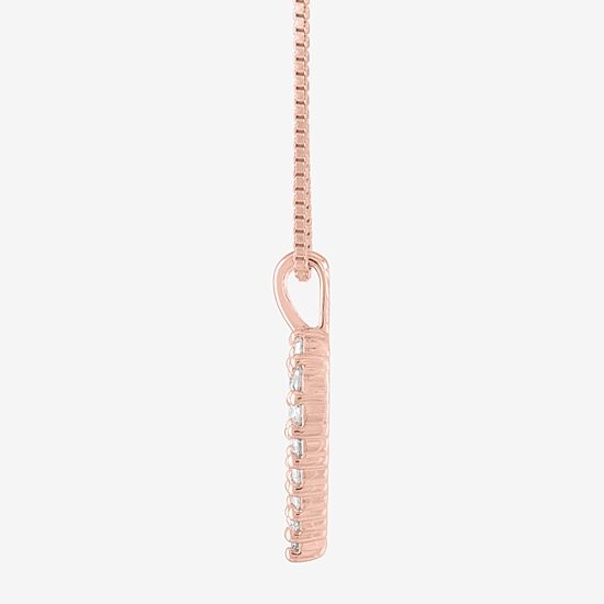 (G-H / Si1-Si2) Womens 1/4 CT. T.W. Lab Grown White Diamond 14K Rose Gold Over Silver Heart 18 Inch Pendant Necklace