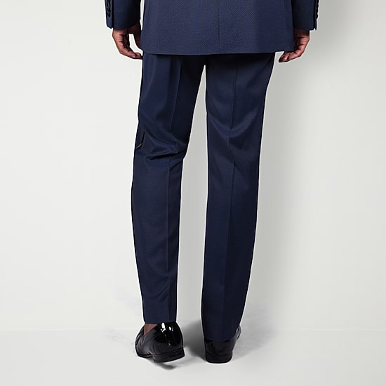 Steve Harvey Mens Stretch Fabric Classic Fit Geometric Pleated Front Suit Pant
