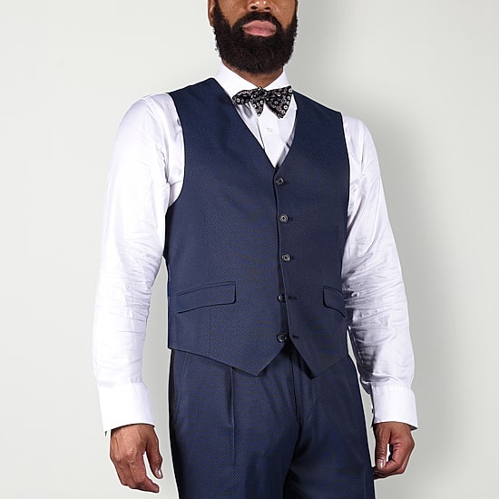 Steve Harvey Mens Stretch Fabric Classic Fit Geometric Suit Vest