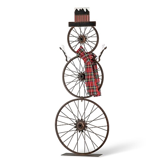 Glitzhome Snowman Wheel Christmas Yard Art