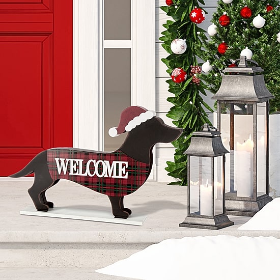 Glitzhome Dachshund Christmas Yard Art