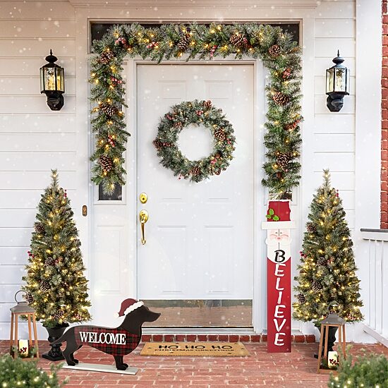 Glitzhome Dachshund Christmas Yard Art