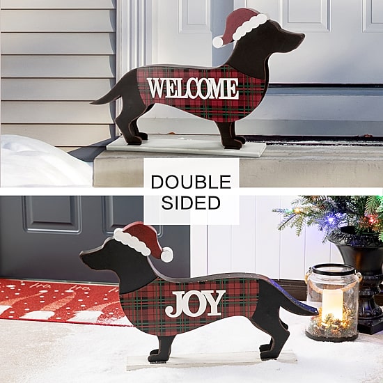 Glitzhome Dachshund Christmas Yard Art