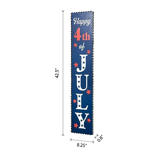 Glitzhome 42.5" Lighted Wooden Porch Sign 4th of July Yard Art