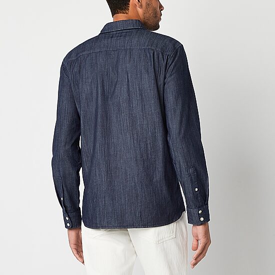 mutual weave Mens Long Sleeve Regular Fit Button-Down Shirt