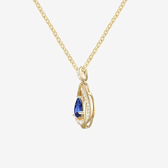 Womens Lab Created Blue Sapphire 14K Gold Over Silver Pear 18 Inch Pendant Necklace