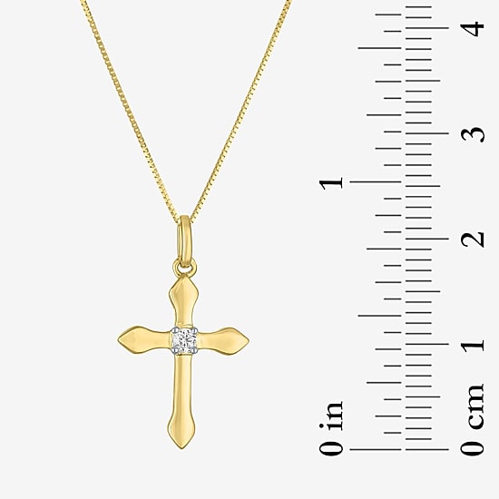 (G-H/I1-I2) Womens Diamond Accent Lab Grown White Diamond 10K Gold Cross 18 Inch Pendant Necklace