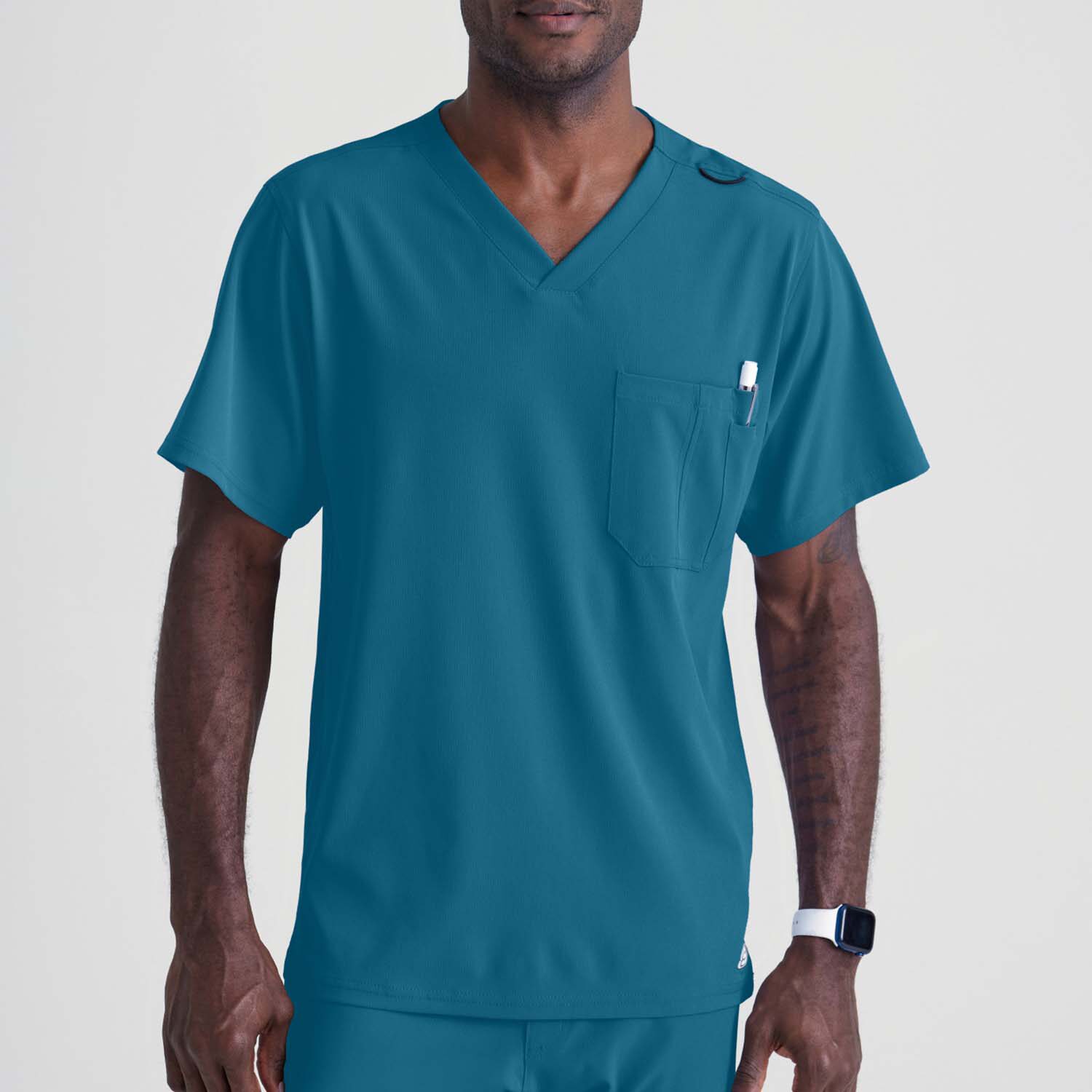 Skechers Sk0112 Structure 1-Pocket Mens V Neck Short Sleeve Tag Free Stretch Fabric Moisture Wicking Scrub Top