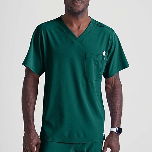 Skechers Sk0112 Structure 1-Pocket Mens Big V Neck Short Sleeve Tag Free Stretch Fabric Moisture Wicking Scrub Top, 5x-large, Green