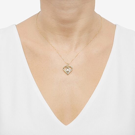 (H-I / Si1-Si2) Womens 1/3 CT. T.W. Lab Grown White Diamond 10K Gold Heart 18 Inch Pendant Necklace