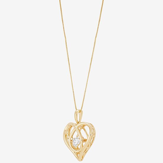 (H-I / Si1-Si2) Womens 1/3 CT. T.W. Lab Grown White Diamond 10K Gold Heart 18 Inch Pendant Necklace