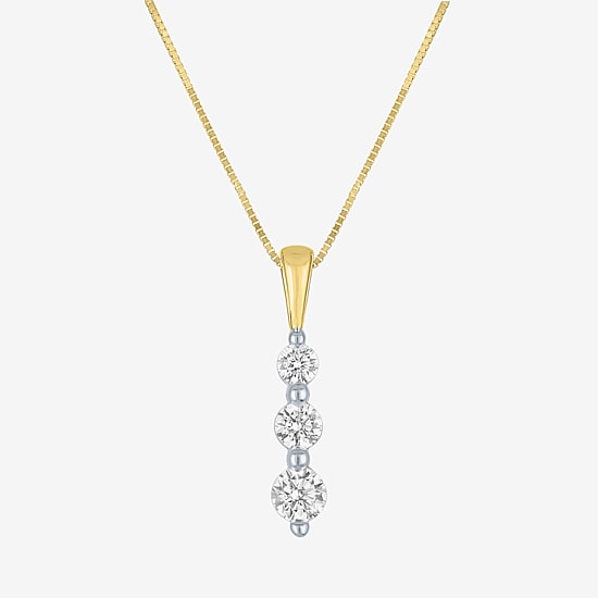(G-H / Si2-I1) Womens 1/3 CT. T.W. Lab Grown White Diamond 10K Gold 18 Inch Pendant Necklace