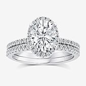 Signature By Modern Bride Womens 2 CT. T.W. Lab Grown White Diamond 10K or 14K Gold Oval Side Stone Bridal Set