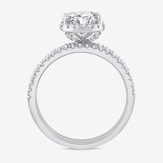 Signature By Modern Bride Womens 2 CT. T.W. Lab Grown White Diamond 10K or 14K Gold Oval Side Stone Bridal Set