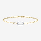Yes, Please! (G-H / I1-I2) Womens Lab Grown Diamond 14K Gold Over Silver 18 Inch Paperclip Chain Bracelet