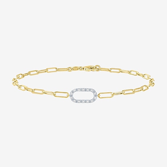Yes, Please! (G-H / I1-I2) Womens Lab Grown Diamond 14K Gold Over Silver 18 Inch Paperclip Chain Bracelet
