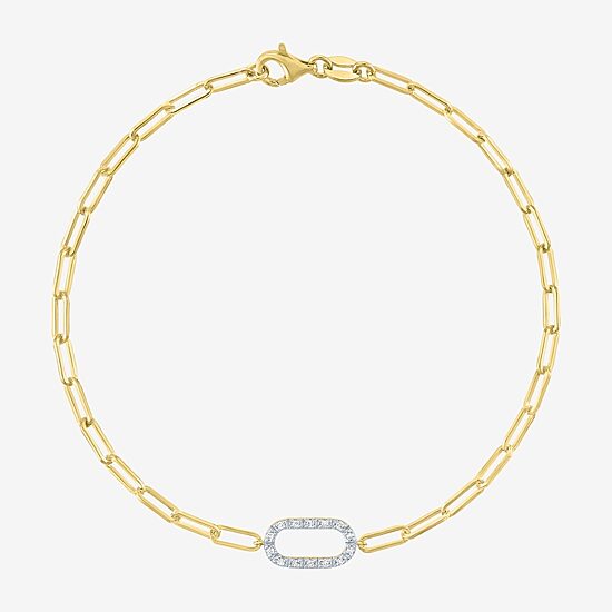 Yes, Please! (G-H / I1-I2) Womens Lab Grown Diamond 14K Gold Over Silver 18 Inch Paperclip Chain Bracelet