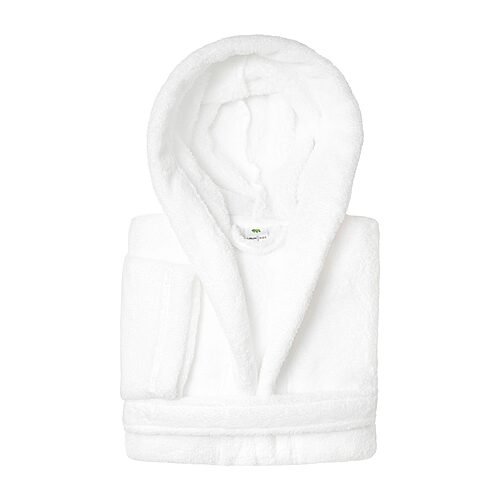 Linum Home Textiles Plus Kids Bathrobe Unisex Long Sleeve Long Length Robe, Medium, White
