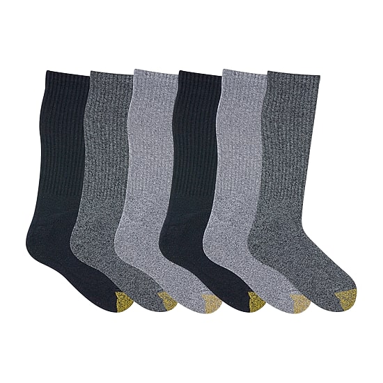 Gold Toe Harrington Mens 6 Pair Big and Tall Crew Socks