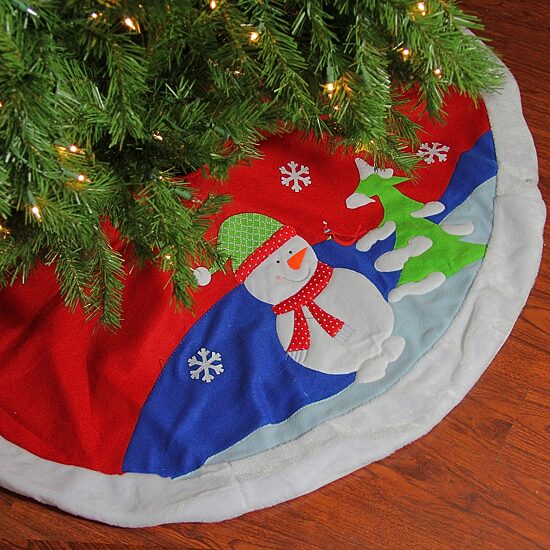 Fleece Snowman Winter Indoor Tree Skirt