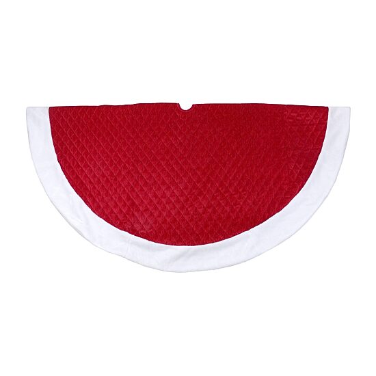 Northlight Red And White Quilted Faux Fur Trim Indoor Tree Skirt