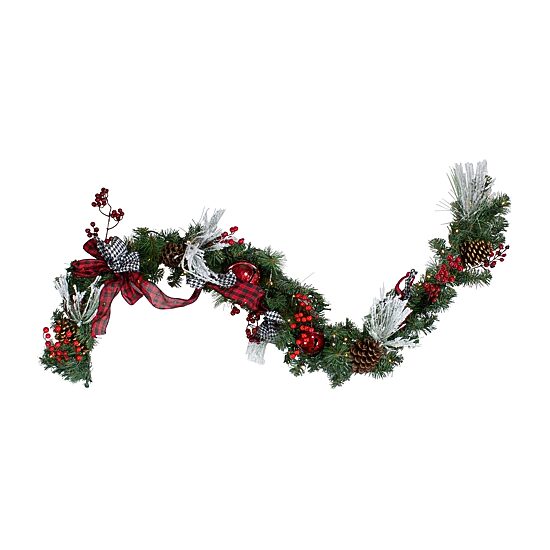Northlight Bows And Berries Pre-Lit Christmas Indoor Garland