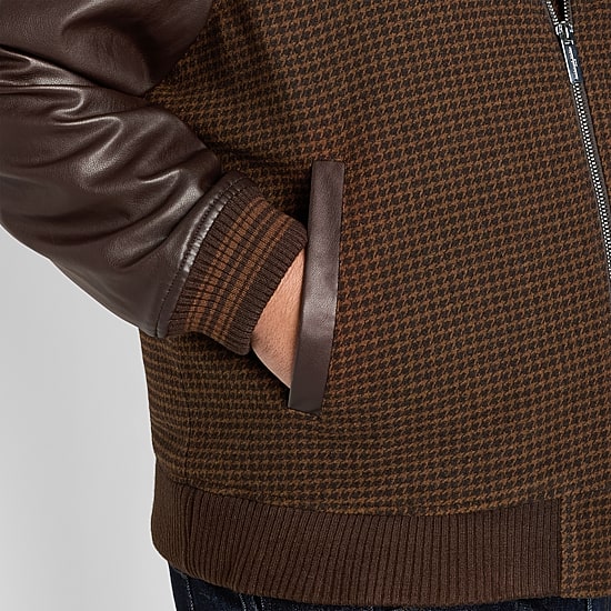 Shaquille O'Neal XLG™ Houndstooth Mens Big and Tall Varsity Jacket