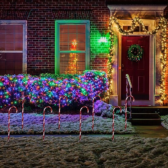 Northlight 28in Led Candy Cane Pathway Markers Christmas Yard Art