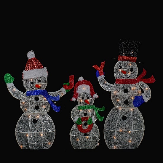 Northlight Lighted Mesh Snowmen Joy Christmas Yard Art