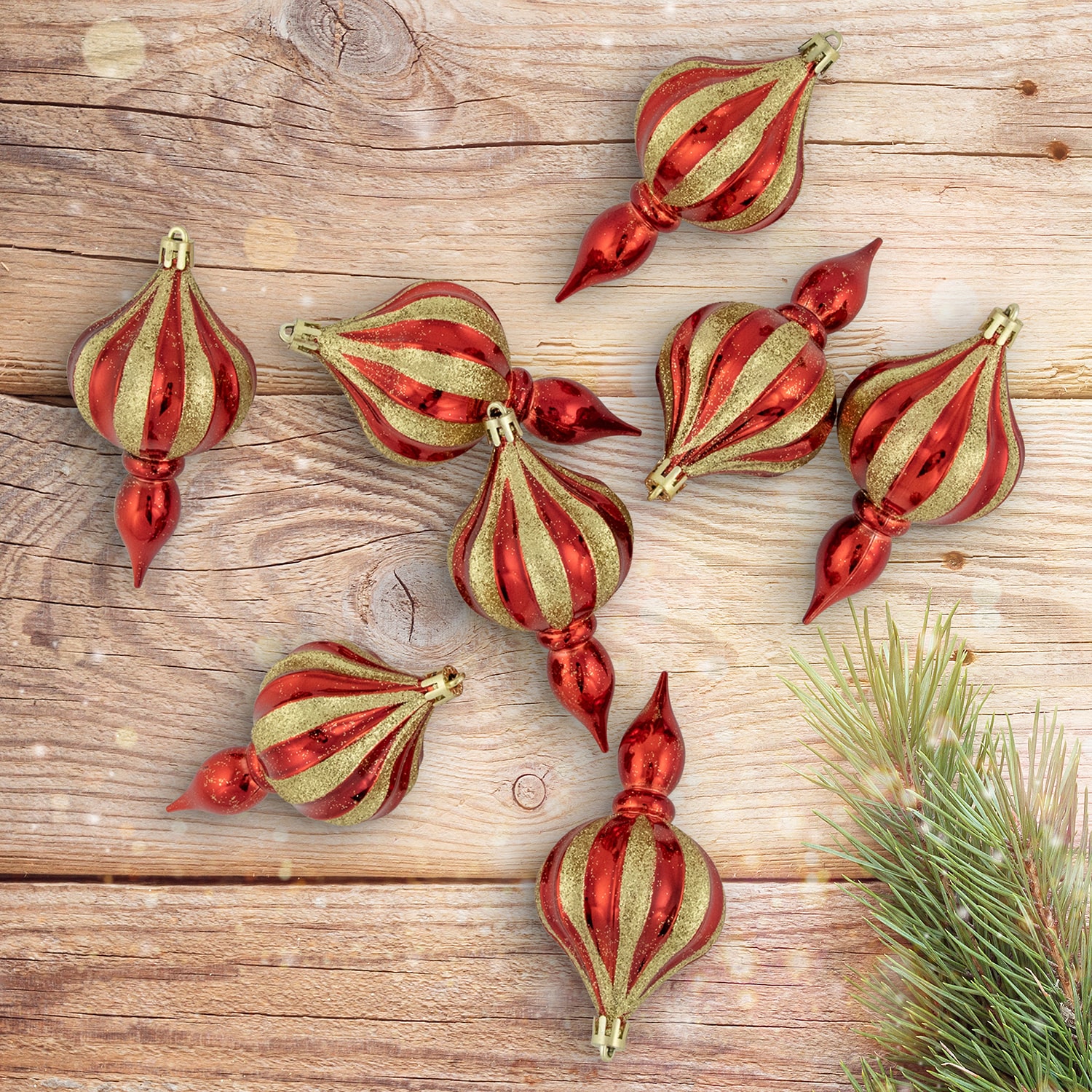 Northlight 4.75in Finial 8-pc Christmas Ornament