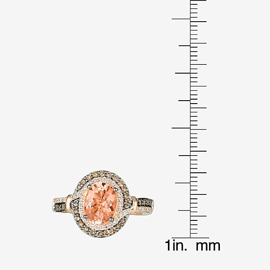 Le Vian® Grand Sample Sale™ Ring featuring 1  1/3 CT. Peach Morganite™ 1/3 CT. Chocolate Diamonds® 1/6 CT. Vanilla Diamonds®  set in 14K Strawberry Gold®
