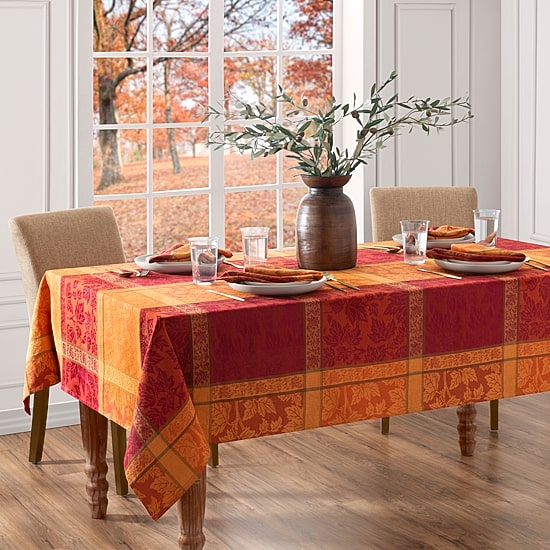 Threadmade Maplewood Jacquard Harvest Cotton Rectangle Tablecloth Tablecloth