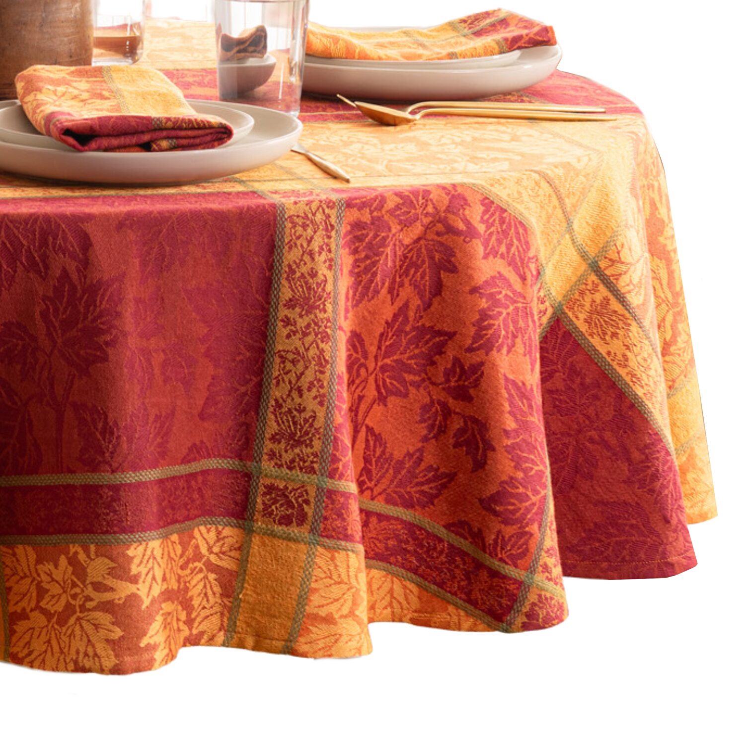Threadmade Maplewood Jacquard Harvest Cotton Tablecloth Tablecloth